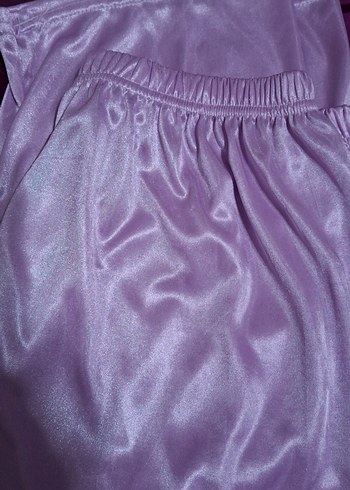 Mor Çiçek Desenli kısa  Kadın Gecelik pijama takım - Görsel 3