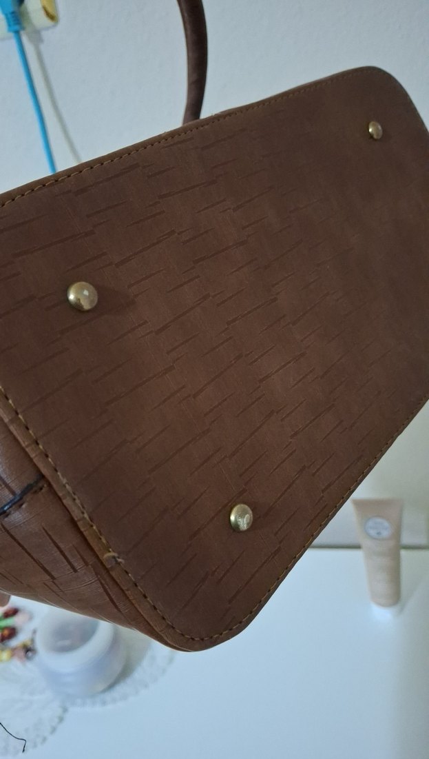 Kahverengi Deri Vintage Kadın Çanta - Görsel 5