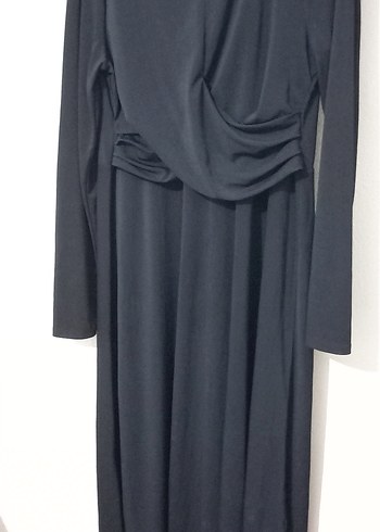 H&M Uzun Siyah Drapeli Kadın Elbise