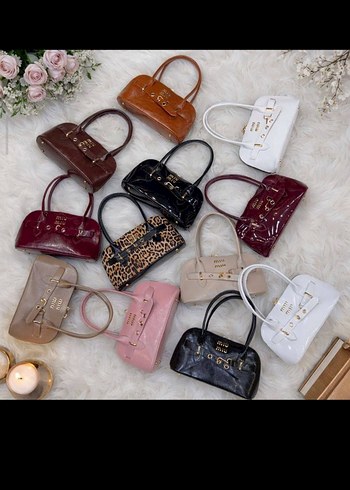 Bordo Parlak Deri Miu Miu Kadın Çanta - Görsel 2