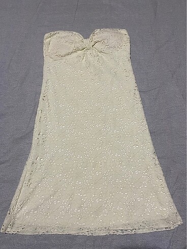 Strapless Krem elbise