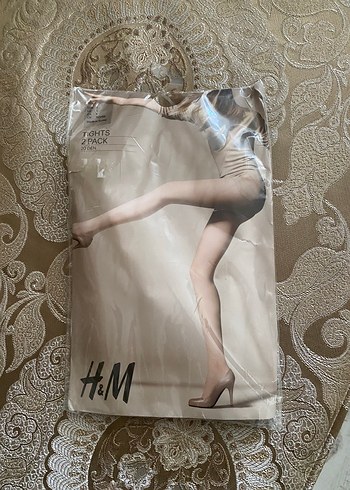 H&M Bej Mini Desenli Külotlu Çorap