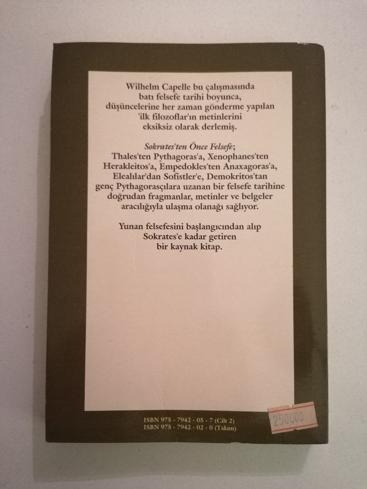 Sokrates'ten Önce Felsefe Wilhelm Capelle 1.Baskı - Görsel 2