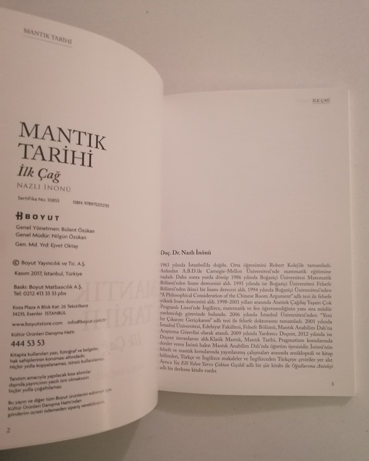 Nazlı İnönü Mantık Tarihi İlkçağ 1.Baskı - Görsel 5