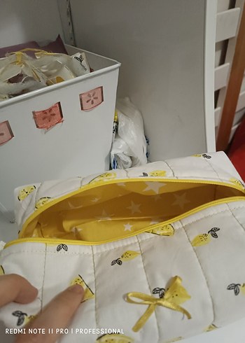 Beden sarı Renk Sarı Baskılı Kadın Makyaj Çantası