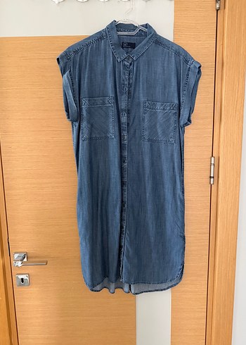 Gap Mavi Denim Gomlek Elbise