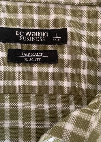 yeşil Kareli Uzun Kollu Keten Gömlek - Görsel 2