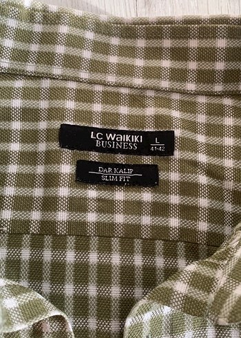 yeşil Kareli Uzun Kollu Keten Gömlek - Görsel 3