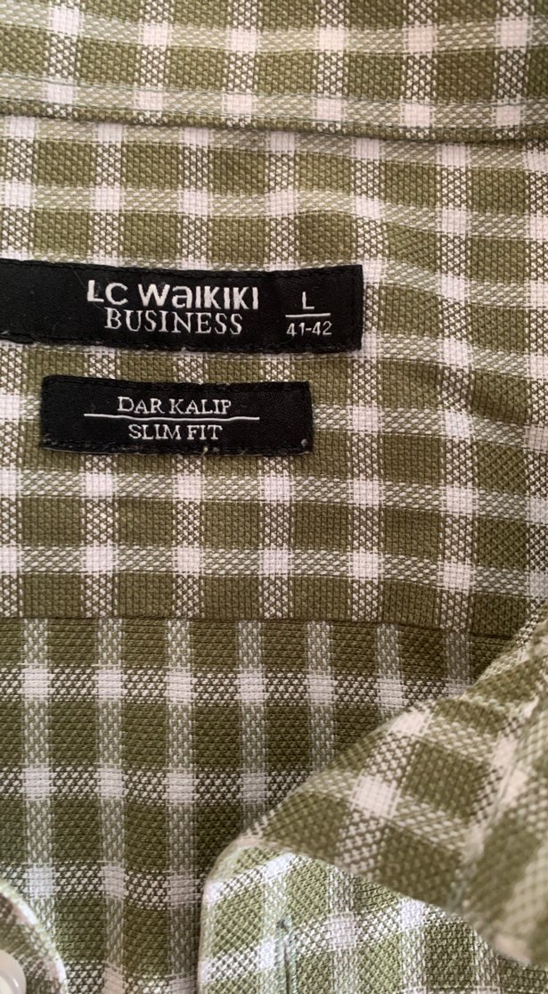 yeşil Kareli Uzun Kollu Keten Gömlek - Görsel 2