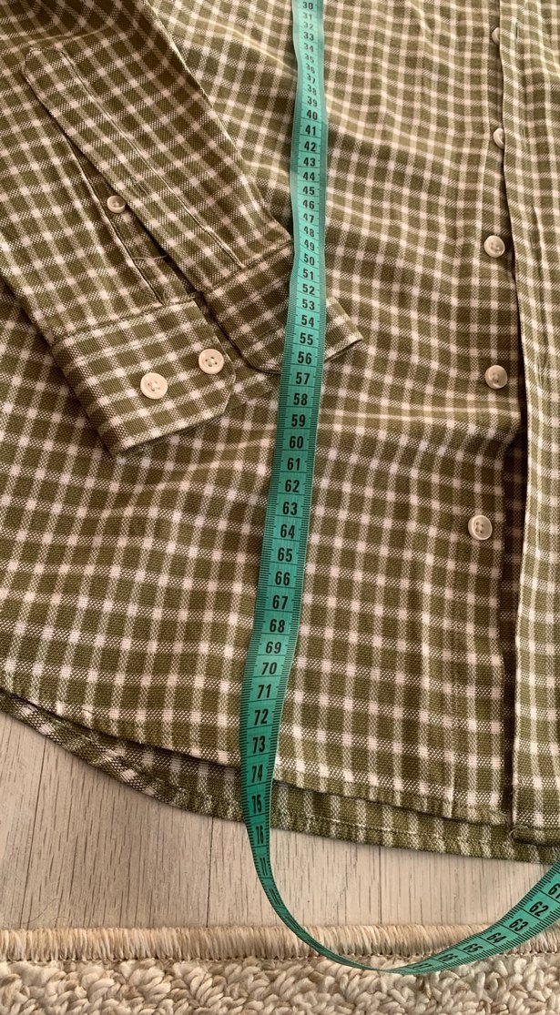 yeşil Kareli Uzun Kollu Keten Gömlek - Görsel 5