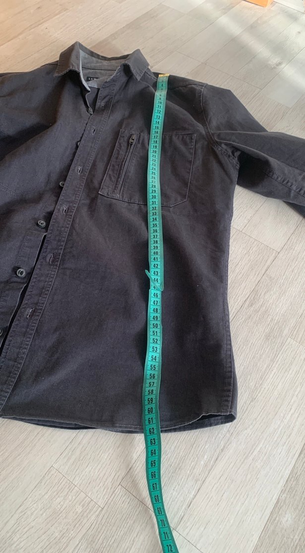 Gri Keten Erkek Gömlek, Düğmeli, Uzun Kollu - Görsel 5