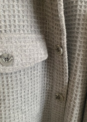 Gri Düğmeli Erkek kışlık gömlek  ceket - Görsel 2