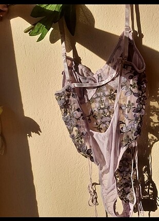 m Beden çeşitli Renk Lila nakışlı bodysuit 