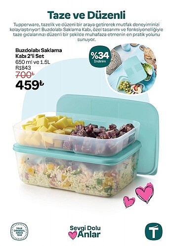 TupperWare Buzdolabı Saklama Kabı 2Lİ