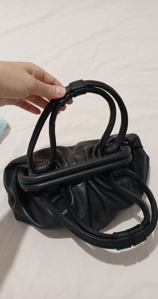 Tokalı Siyah Deri Kadın Çanta - Görsel 2