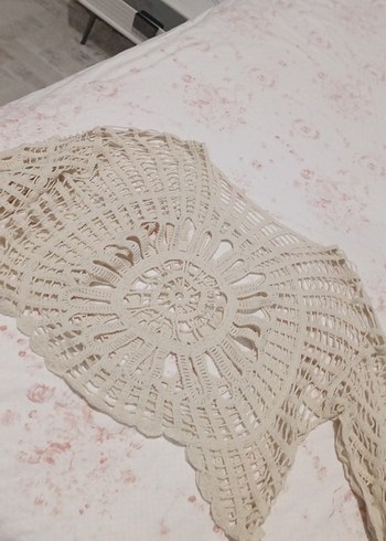 Bej İşlemeli Bohem Kısa Örgü Panço - Görsel 2