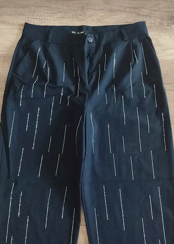 Diğer Lacivert Pilili Regular kumaş Fit Kadın Pantolon