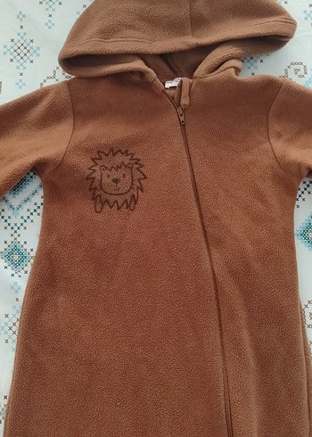 Kahverengi Kapüşonlu Bebek Tulumu - Görsel 2