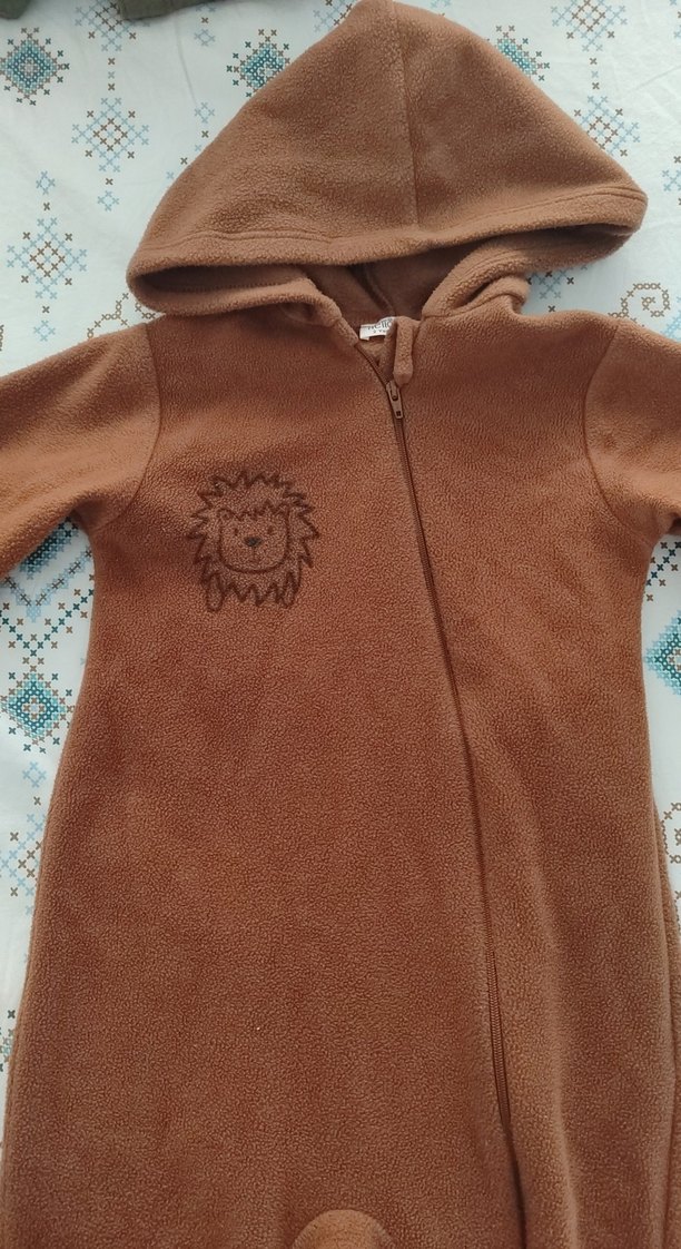 Kahverengi Kapüşonlu Bebek Tulumu - Görsel 2