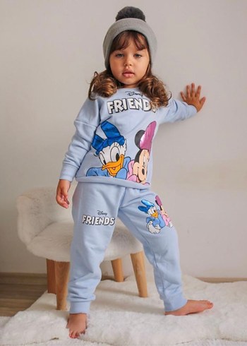 Kız Çocuk Mavi mickey Baskılı Eşofman Takımı