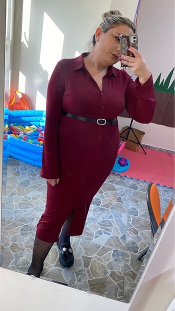 Trendyol & Milla Bordo elbise