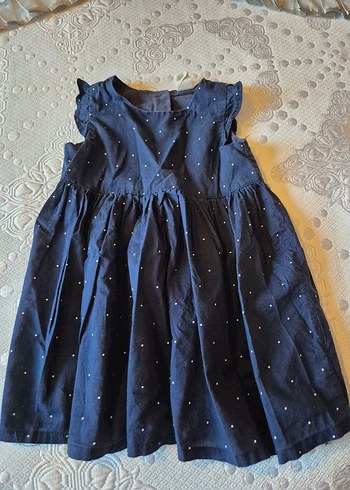 Kız Çocuk Lacivert Nakışlı Denim Elbise