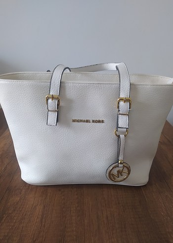 Hediye geldi. orjinal Michael Kors Beyaz Deri Kadın Çanta - Görsel 3