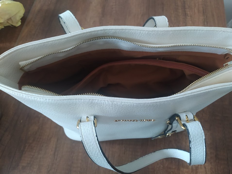 Hediye geldi. orjinal Michael Kors Beyaz Deri Kadın Çanta - Görsel 4