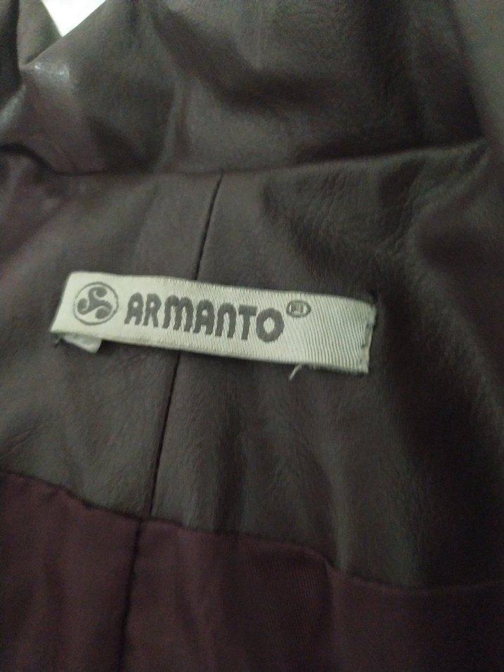 mor renk Uzun Deri Kadın Ceket - Görsel 5