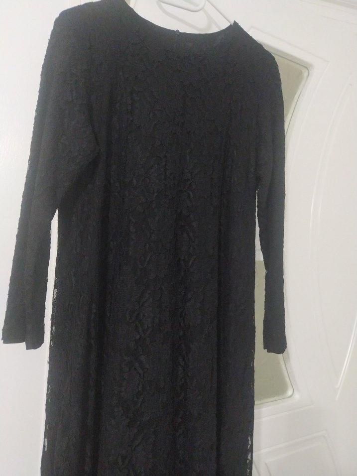 Uzun Kollu Siyah Piliseli Uzun Elbise - Görsel 5