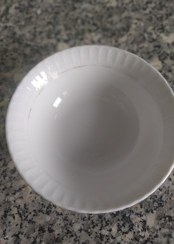 Beyaz Sarı Kenarlı Yemek Tabağı ve Kasesi - Görsel 5