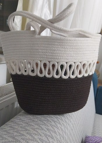 Dantel Detaylı Örgü Kadın Plaj Çantası - Görsel 2