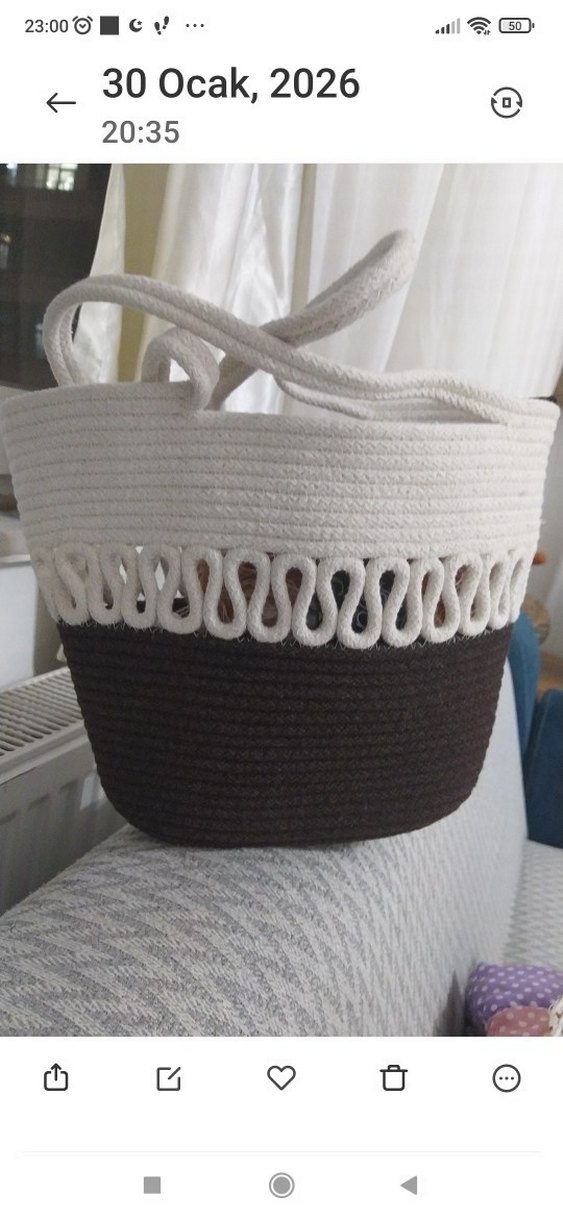 Dantel Detaylı Örgü Kadın Plaj Çantası - Görsel 2