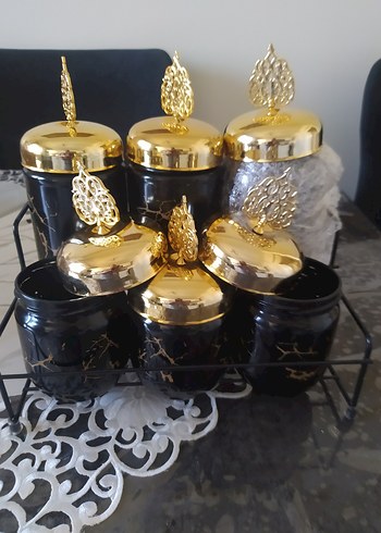 Altın Kapaklı Siyah Baharatlık Seti - Görsel 4