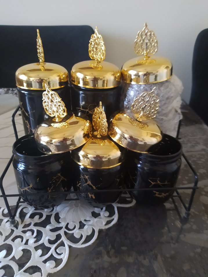 Altın Kapaklı Siyah Baharatlık Seti - Görsel 4