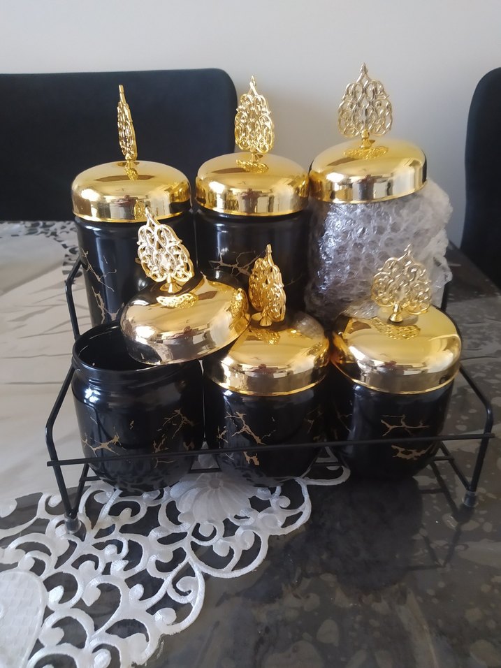 Altın Kapaklı Siyah Baharatlık Seti - Görsel 2