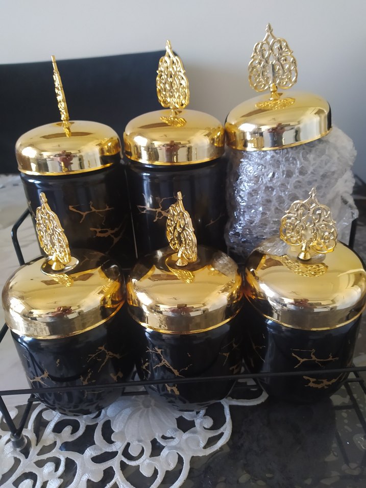 Altın Kapaklı Siyah Baharatlık Seti - Görsel 3