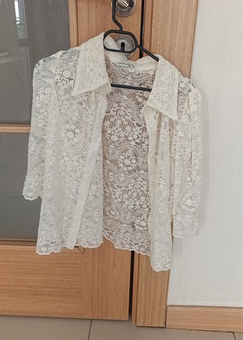 Dantel Detaylı Beyaz Vintage Kadın Bluz