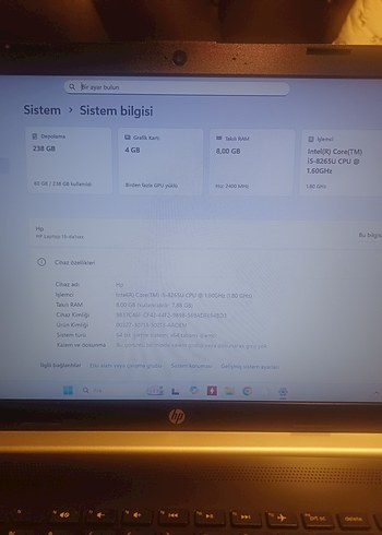 Hp i5(8.) 4gb e.kartı - Görsel 3