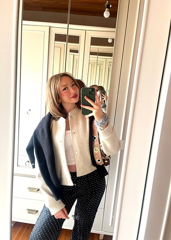 Zara Düğmeli Midi Kadın Ceket - Görsel 4