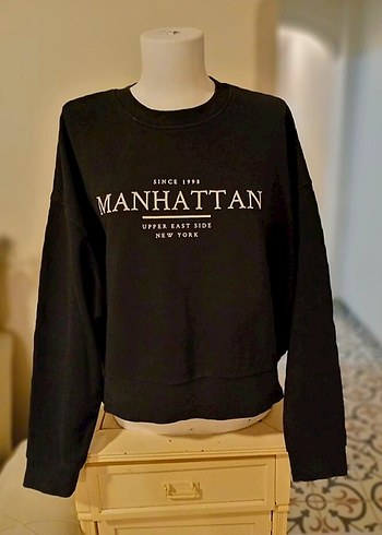 Manhattan Baskılı Bershka Kadın Sweatshirt
