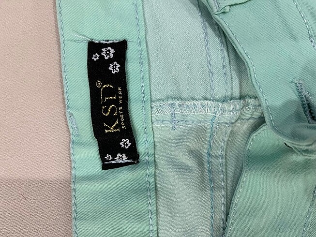Su yeşili taşlı pantolon