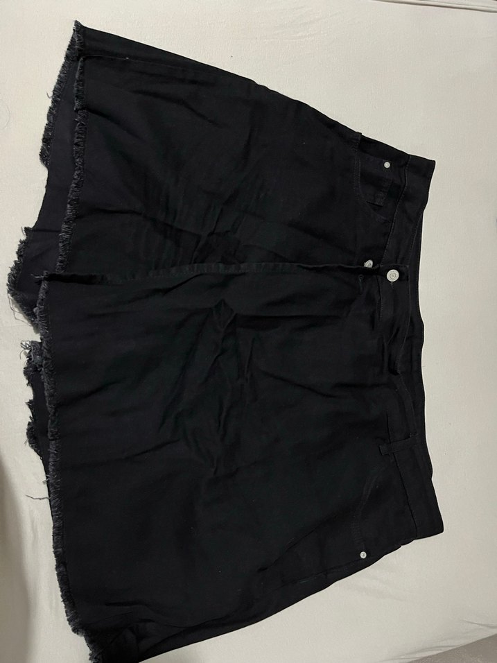 Kadın Siyah Mini Denim Şort Etek - Görsel 2