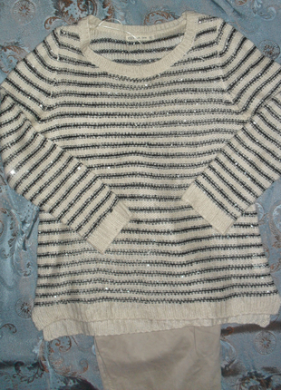 simli çizgili kazak