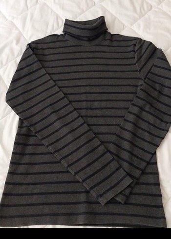 Gri lacivert Çizgili Boğazlı erkek sweatshirt