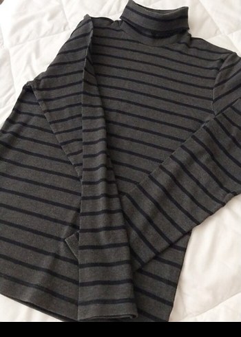 m Beden Gri lacivert Çizgili Boğazlı erkek sweatshirt