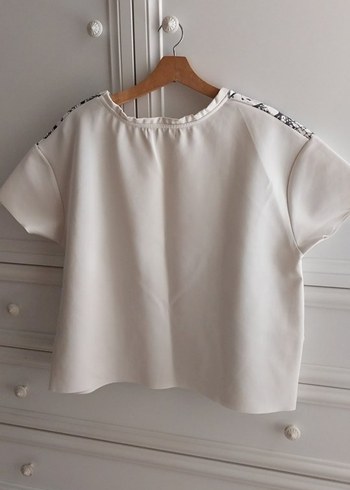 Baskılı krem Kısa Kollu Tişört - Görsel 5