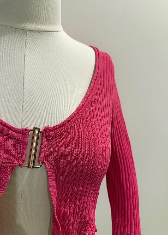 Pembe Crop Triko - Görsel 2