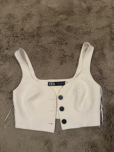Zara Zara Düğmeli Crop Yelek
