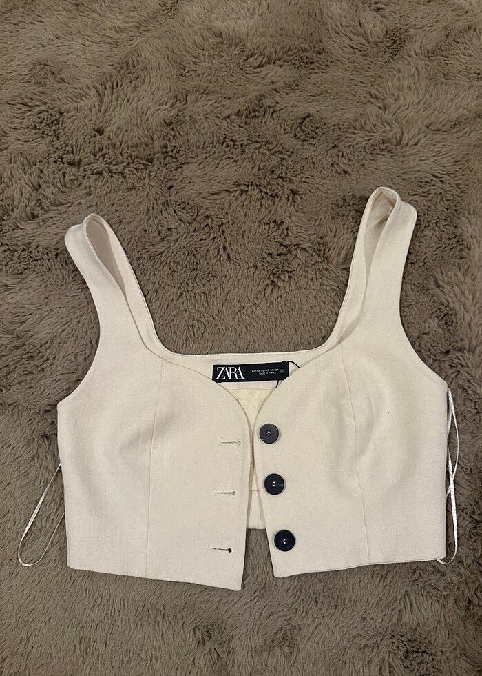 Zara Düğmeli Crop Yelek - Görsel 2